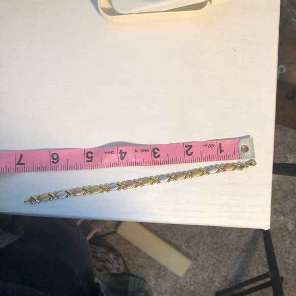 Vintage 90s JcPenney OTC 10K White Gold XO Bracelet & Earrings Set - Picture 13 of 15